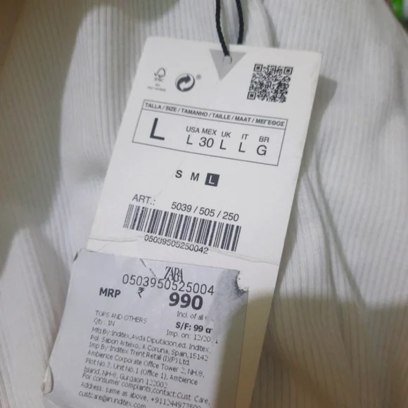 Zara ruched long sleeves white top - Picture 6 of 6